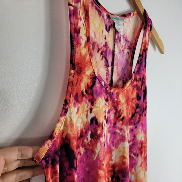 Swimsuits for All Floral Tie Dye High Low Cover Up Midi Dress - Picture 3 of 6